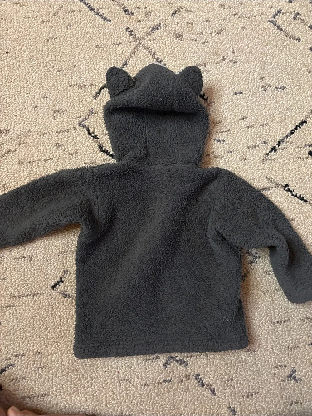 ECU Patagonia Kids Charcoal and Light Gray Sherpa Hoodie with Ears 12-18m